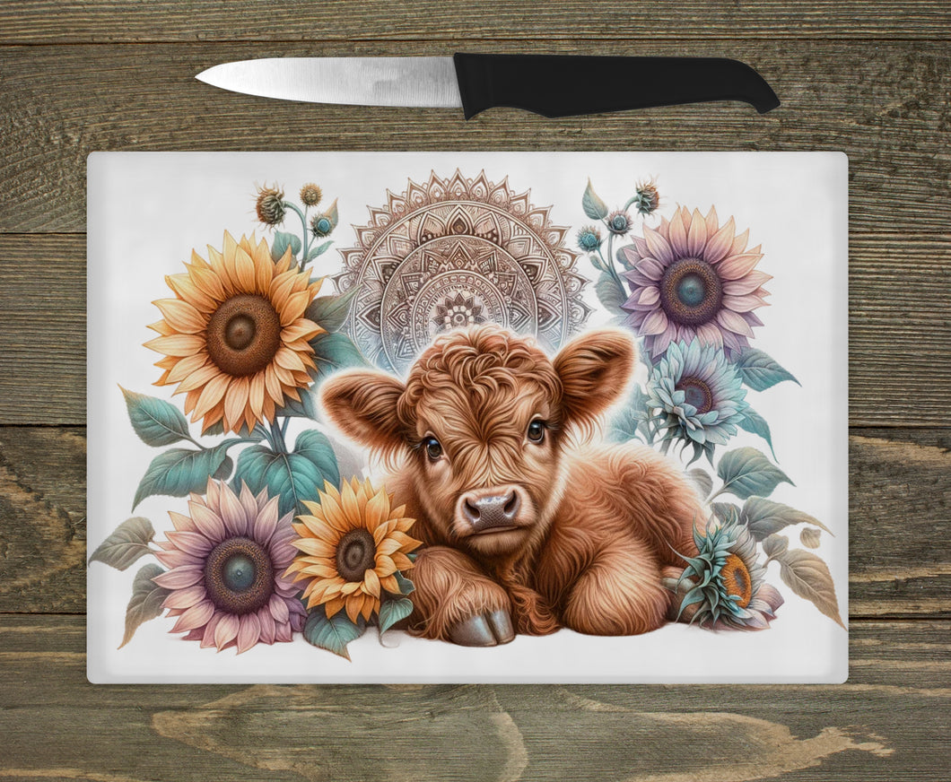 Glass Chopping Board - Mandala Calf