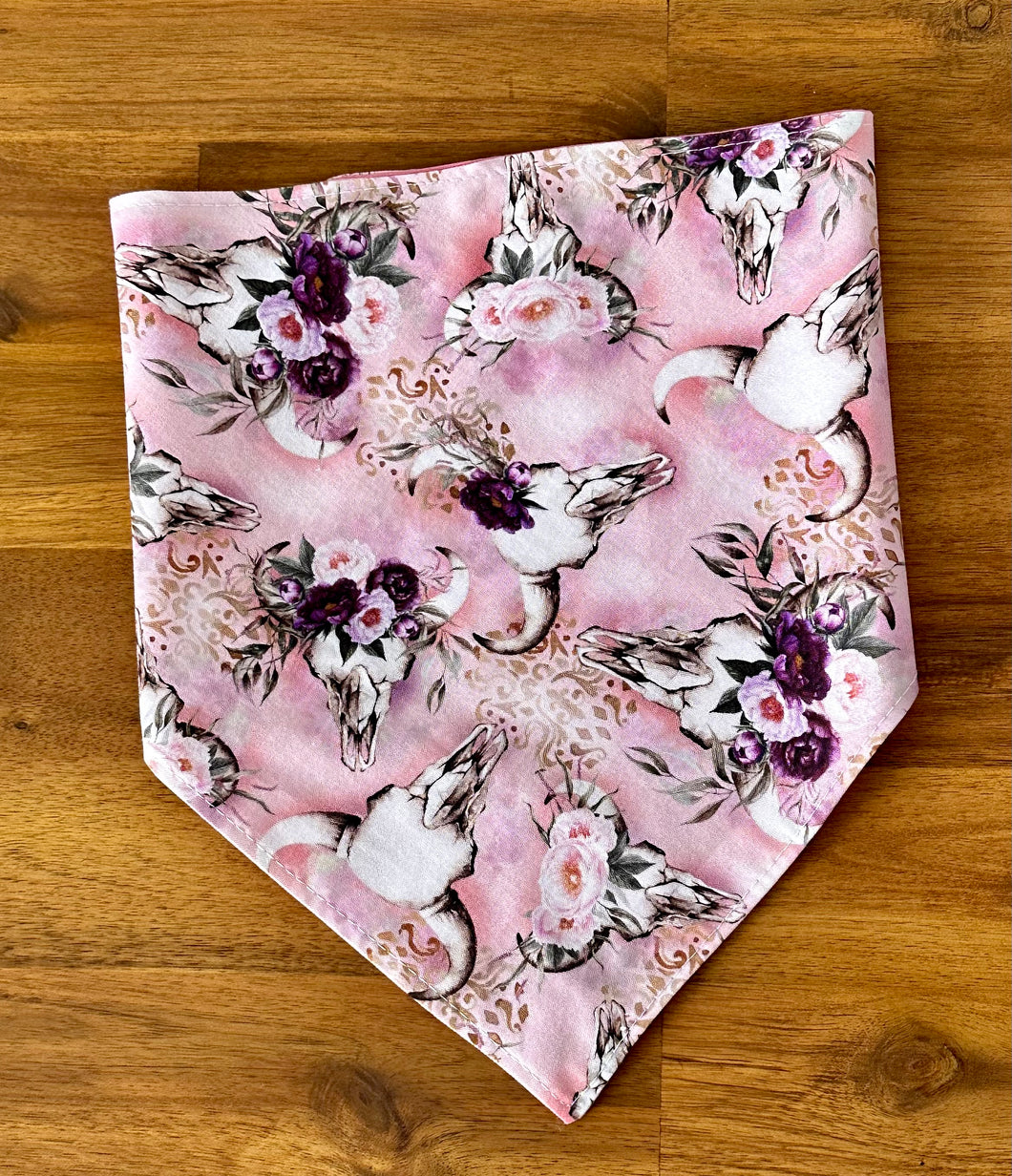 Neck Scarf - Pink Bull Skull