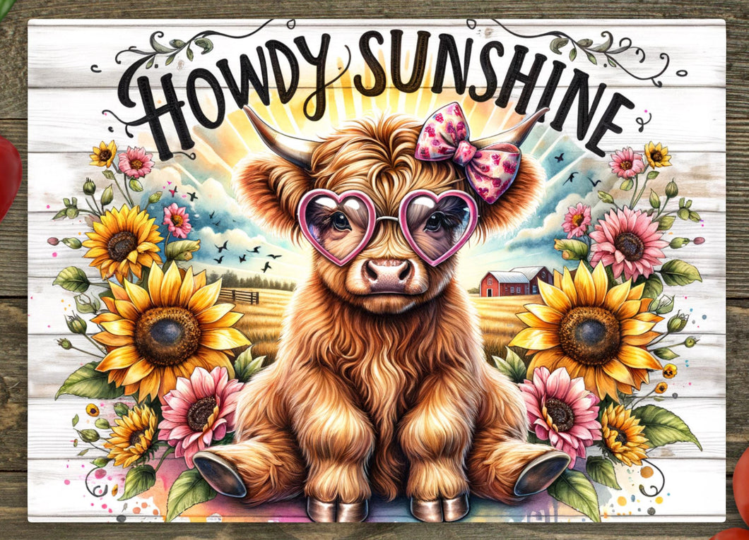 Glass Chopping Board - Howdy Sunshine