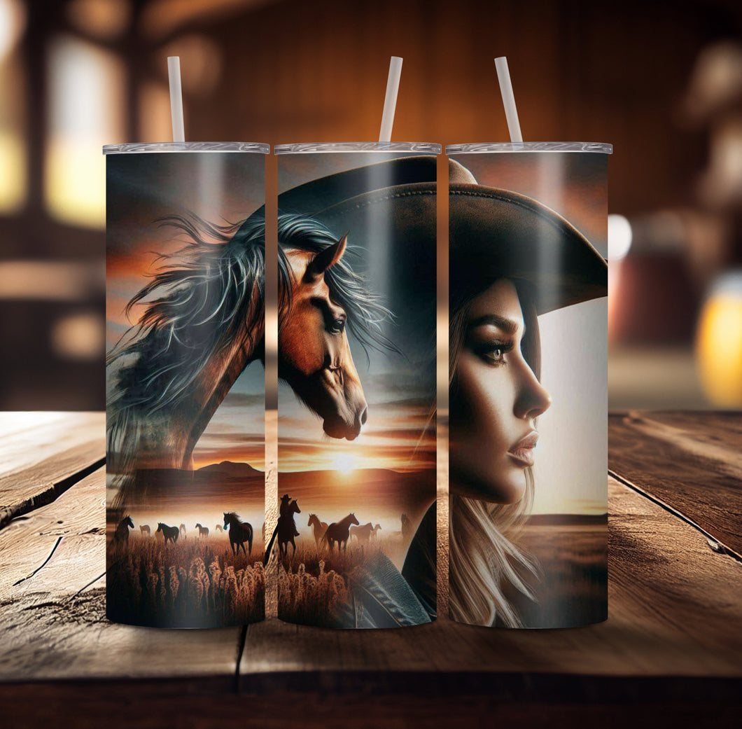 Cowgirl & Horses Tumbler