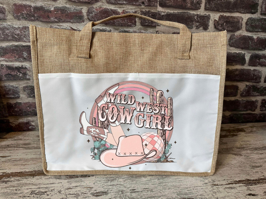 Large Canvas Tote Bag - Wild West Cowgirl