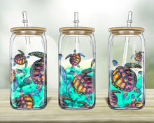 Load image into Gallery viewer, Glass Coffee Cup - Turtles
