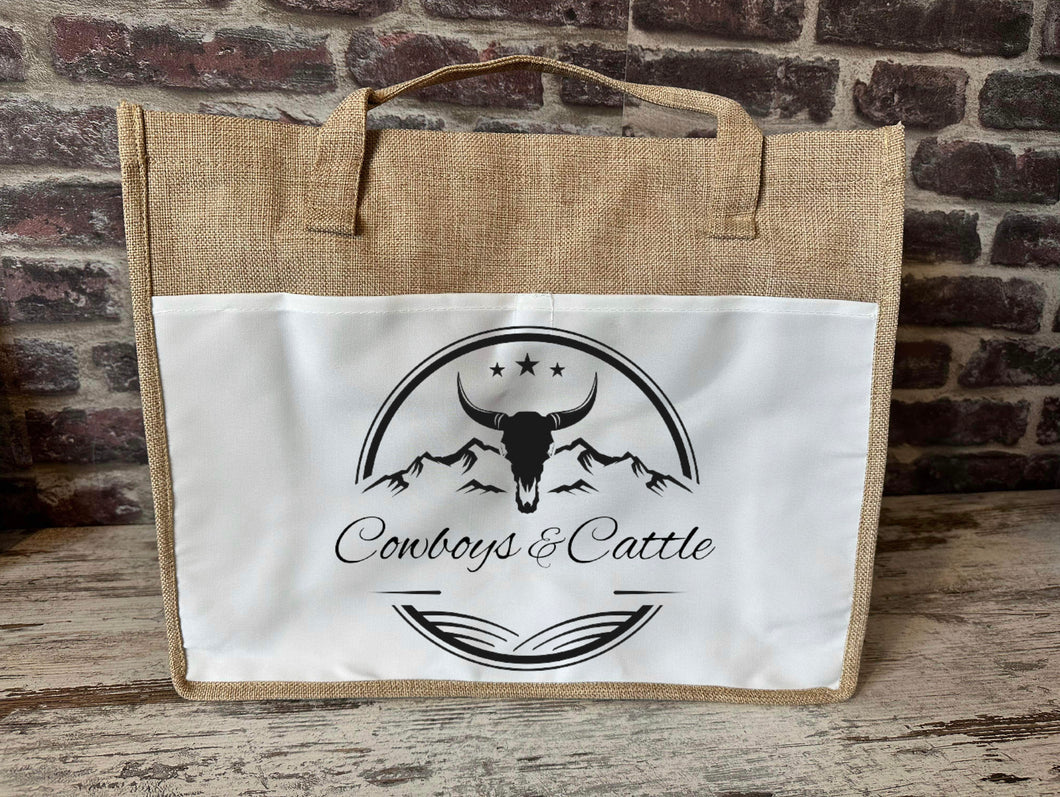 Large Canvas Tote Bag - Cowboys & Cattle