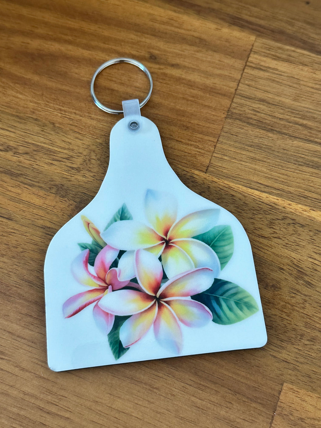 Frangipani - Cow Tag Keyring