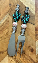 Load image into Gallery viewer, Beaded Cheese Knife &amp; Wine Stopper Set - Design 12
