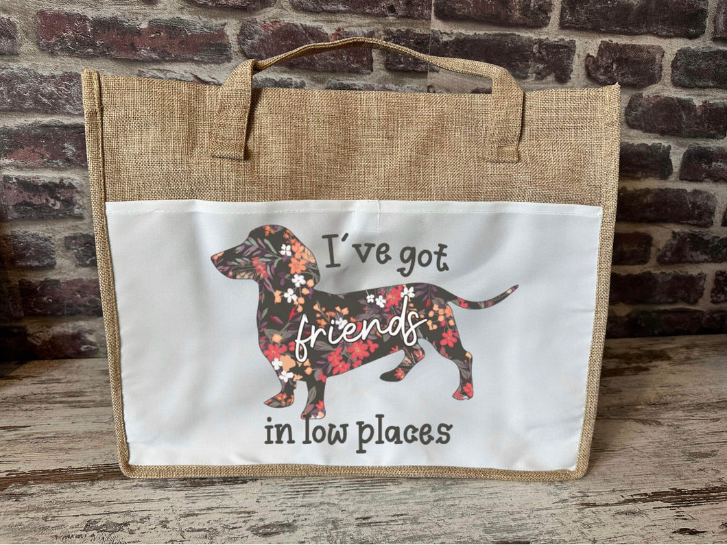 Large Canvas Tote Bag - Dachshund Friends