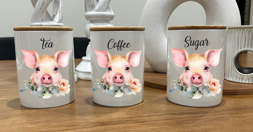 Country Storage Canisters - Floral Pig Collection