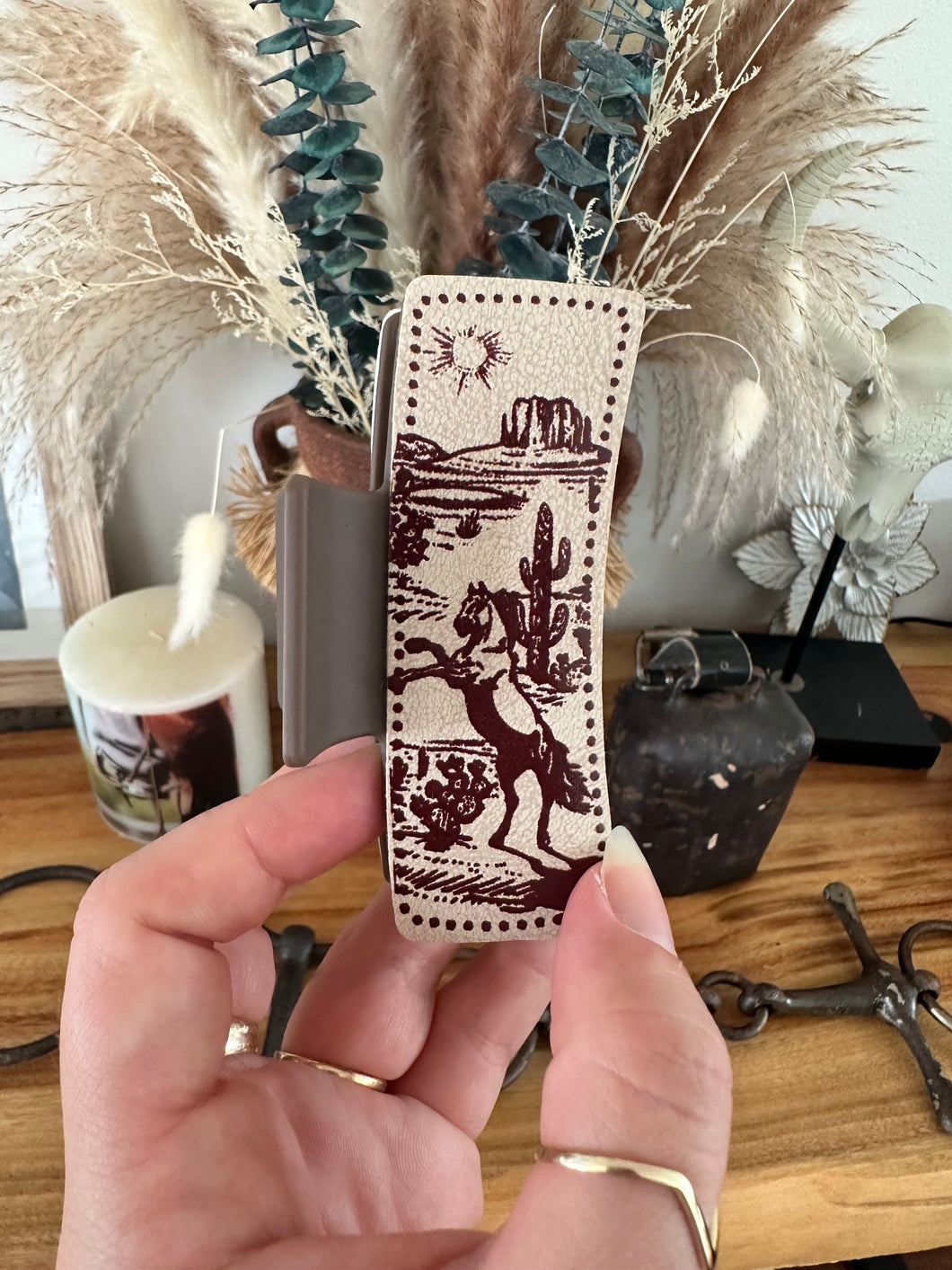 Faux Leather Horse Hair Clip