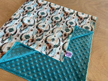 Load image into Gallery viewer, PRE-ORDER Minky Blanket - Turquoise Skull
