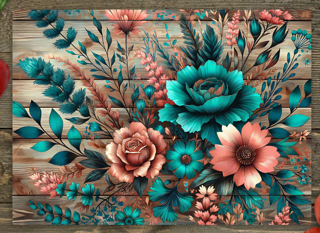 Glass Chopping Board - Wildflowers