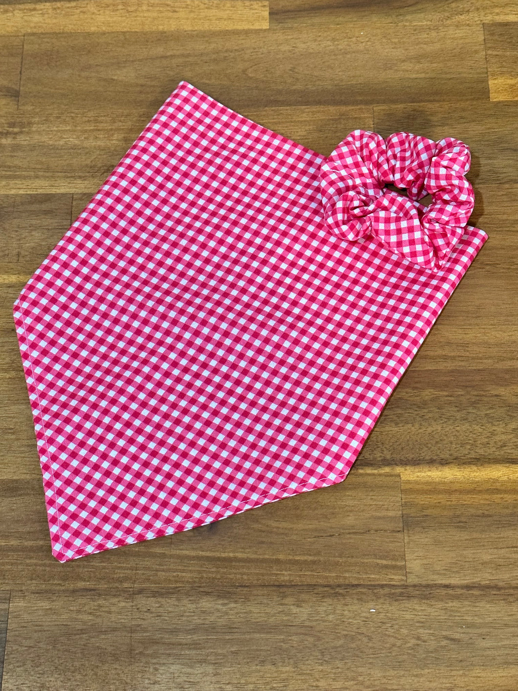 Neck Scarf & Scrunchie - Hot Pink Gingham