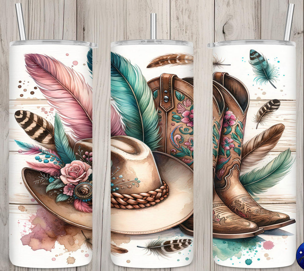 20oz Tumbler - Feather Boots