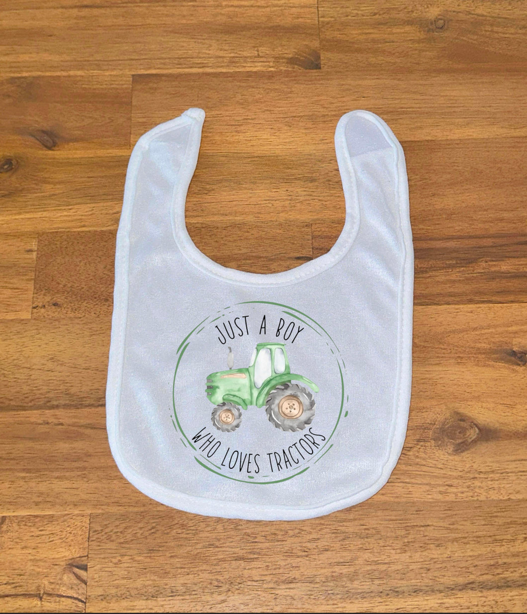 Printed Bib - Boy Who Loves Tractors