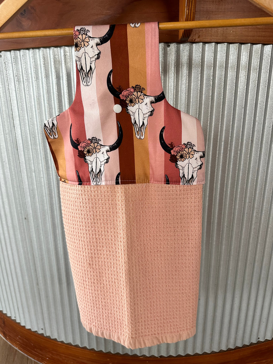 Hanging Tea Towel - Pink Bullskull