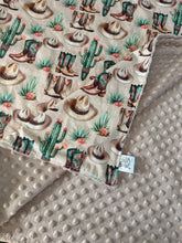 Load image into Gallery viewer, Minky Blanket - Cactus Cowgirl - Rose Dust Minky
