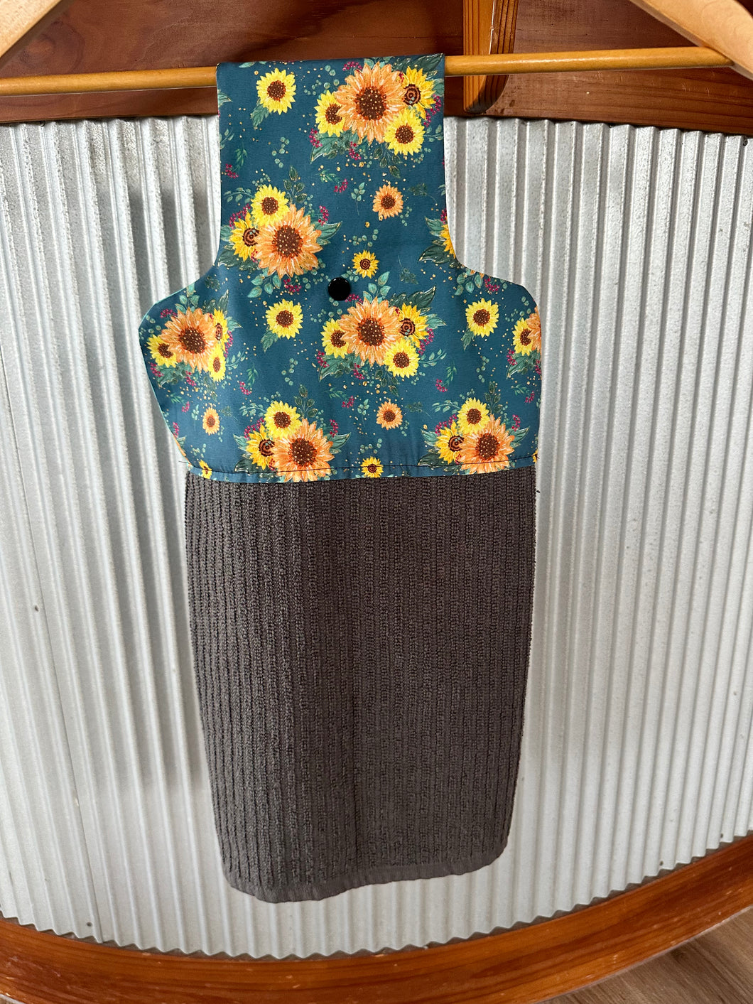 Hanging Tea Towel - Navy Sunflower