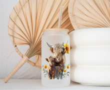 Load image into Gallery viewer, Glass Coffee Cup - Sunflower Mum &amp; Calf
