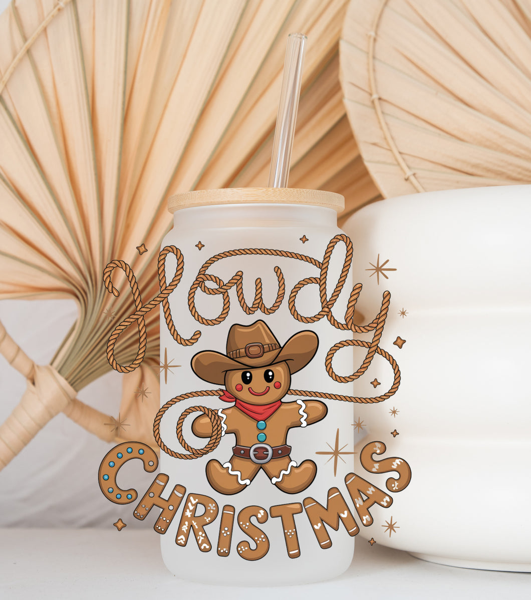 Glass Coffee Cup - Ginger Howdy Xmas