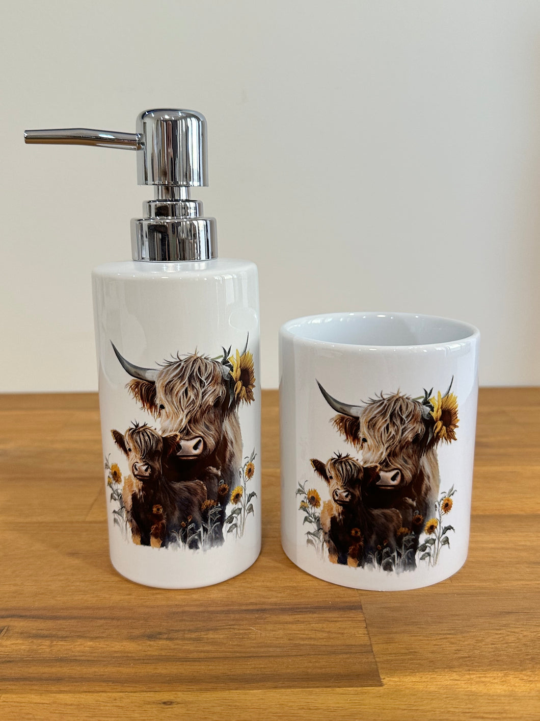 Soap Dispenser & Toothbrush Holder - Sunflower Mum & Calf