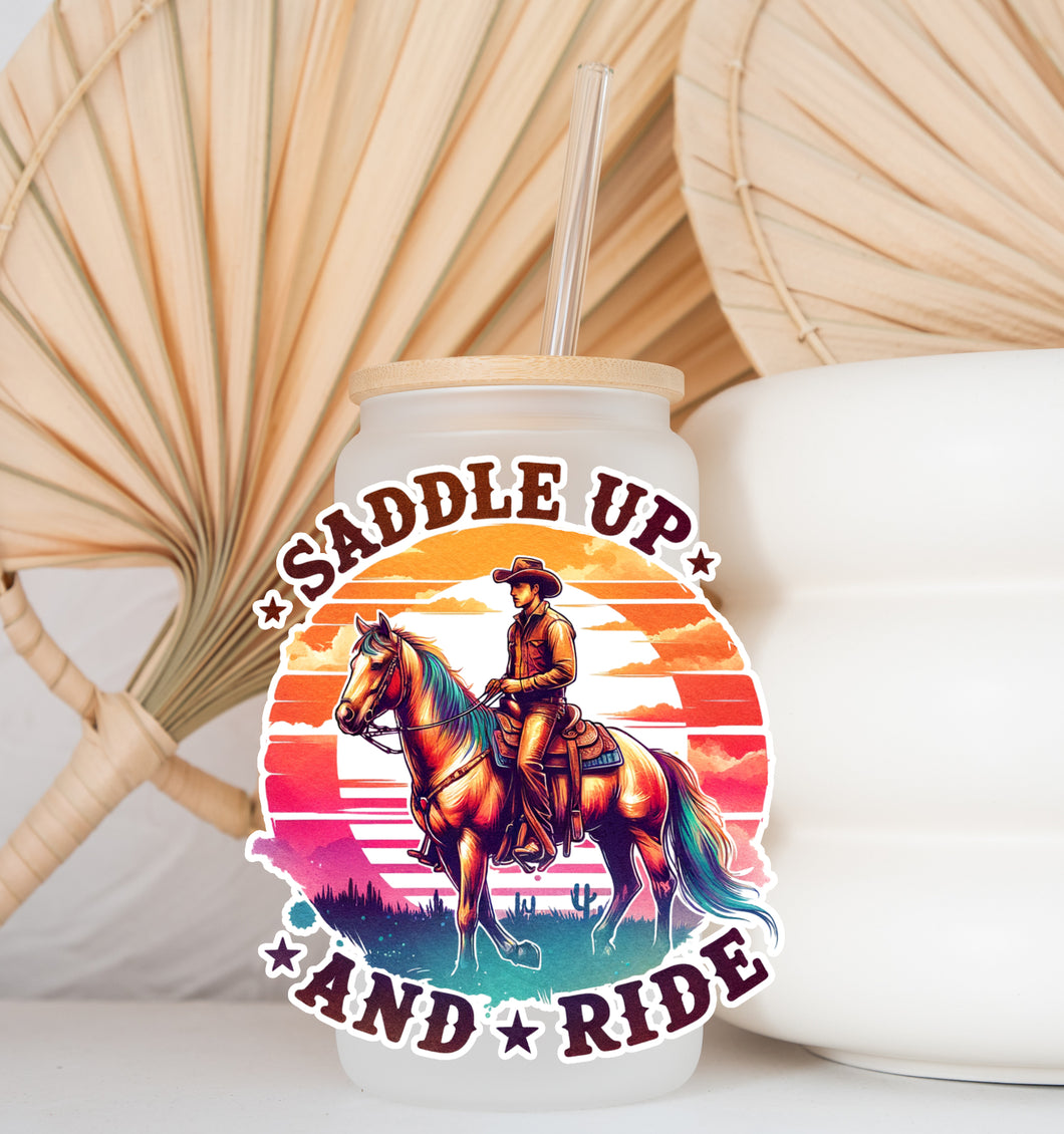 Glass Coffee Cup - Saddle Up