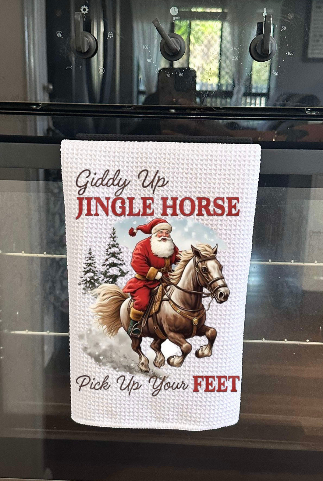 Christmas Printed Tea Towel - Jingle Horse