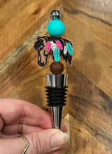 Load image into Gallery viewer, Beaded Cheese Knife &amp; Wine Stopper Set - Design 15
