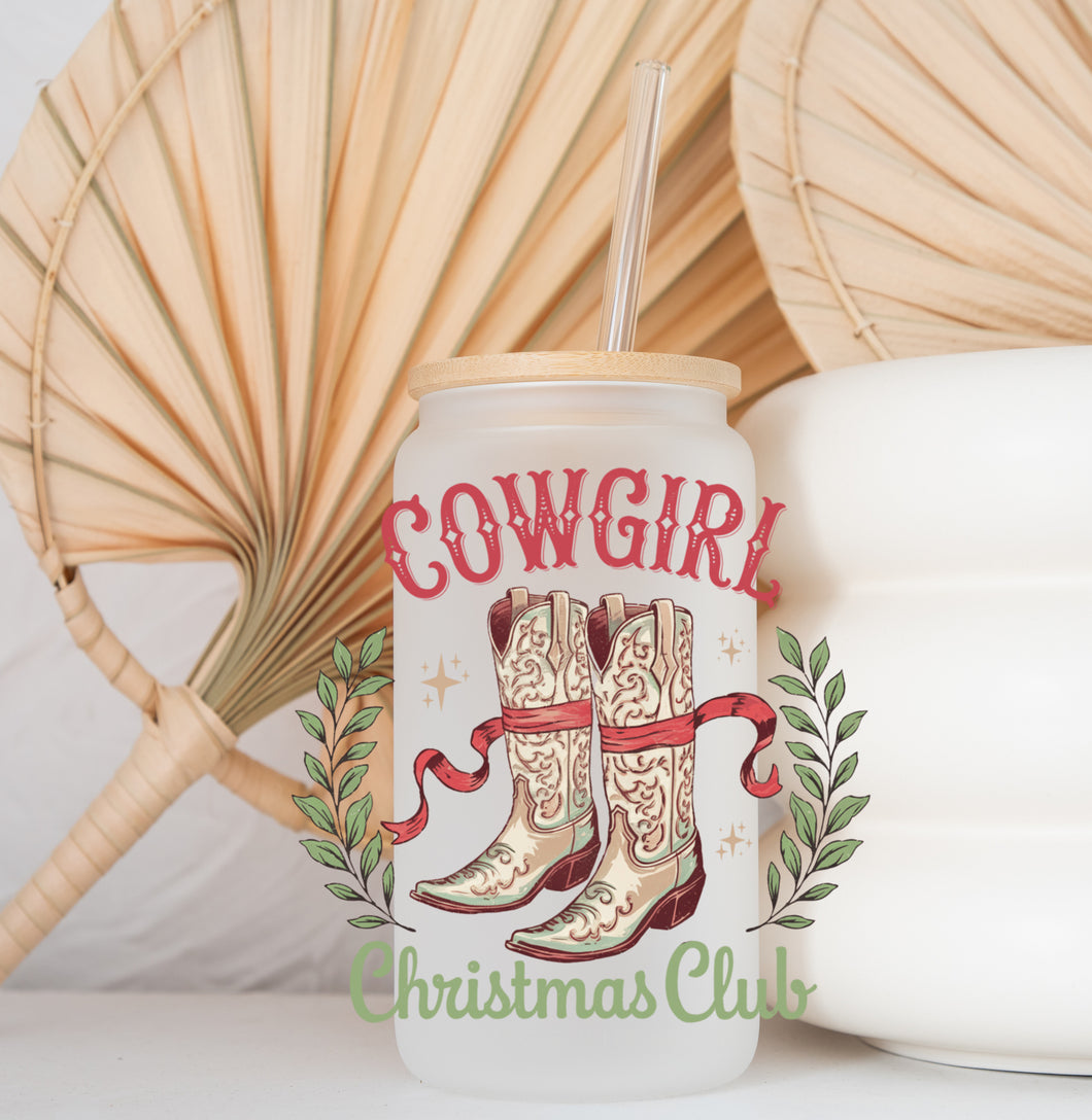 Glass Coffee Cup - Cowgirl Xmas Boots