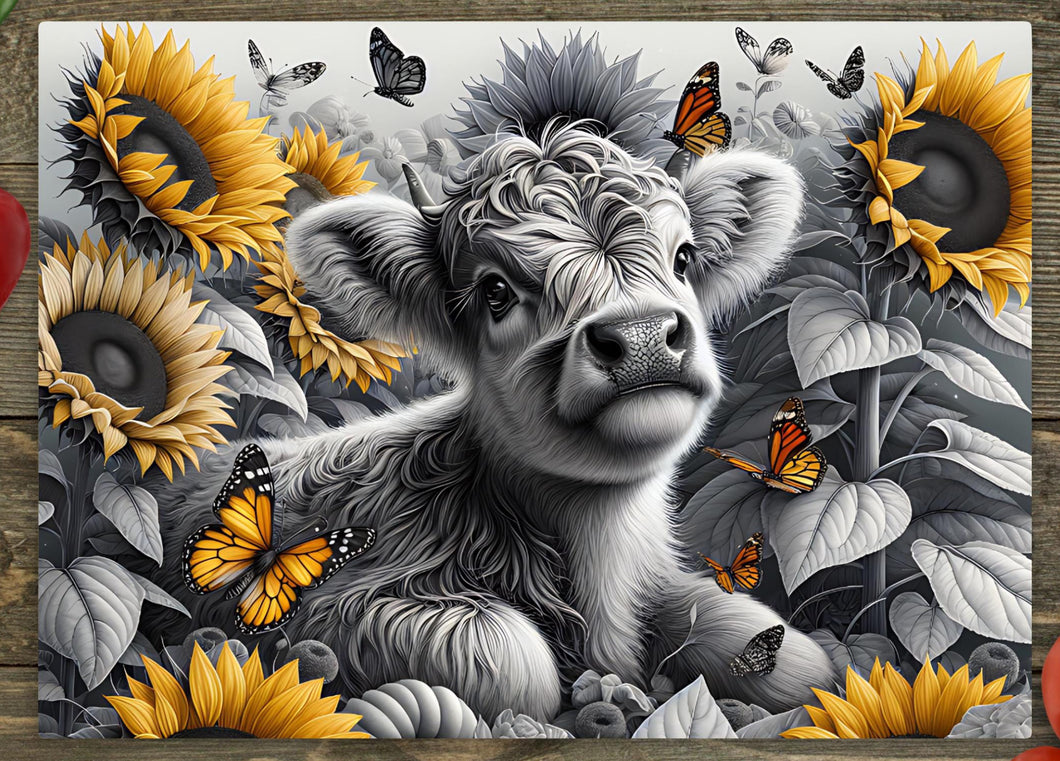 Glass Chopping Board - B & W Calf