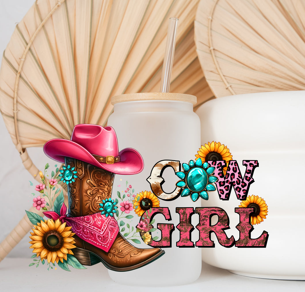 Glass Coffee Cup - Cowgirl