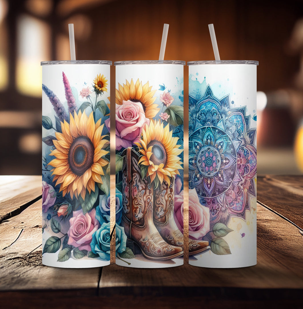 Mandala Boots Tumbler