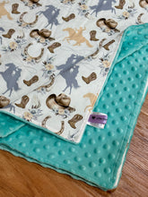 Load image into Gallery viewer, PRE-ORDER Minky Blanket - Blue Cowgirl
