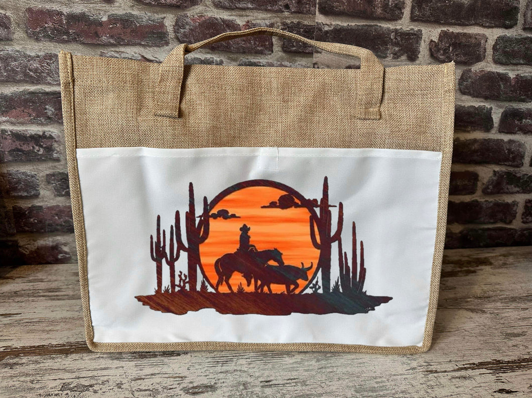 Large Canvas Tote Bag - Sunset Scenery