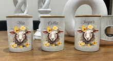 Load image into Gallery viewer, Country Storage Canisters - Yellow Flower Sheep Collection
