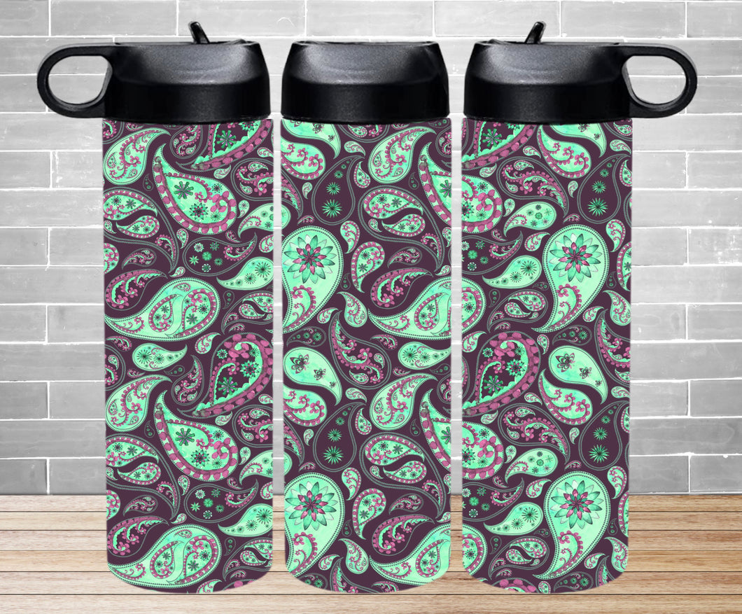 Insulated Water Bottle - Paisley Print 1