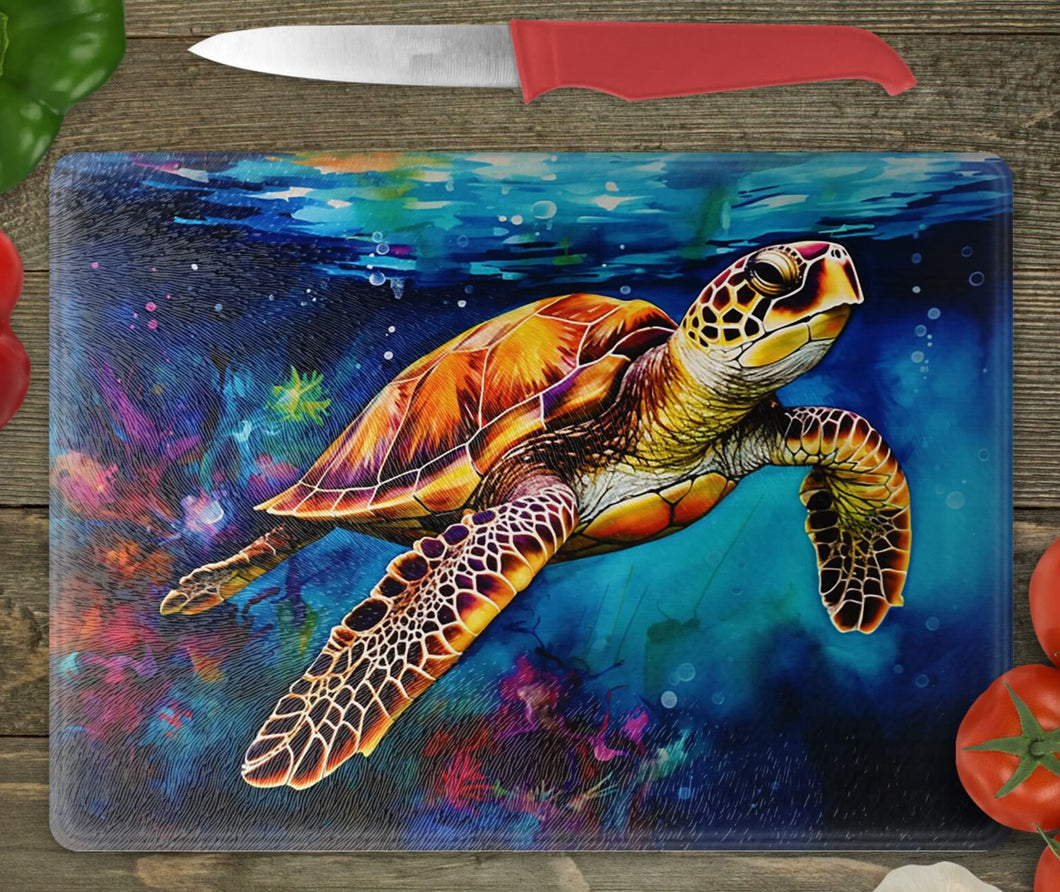 Glass Chopping Board - Turtle 2