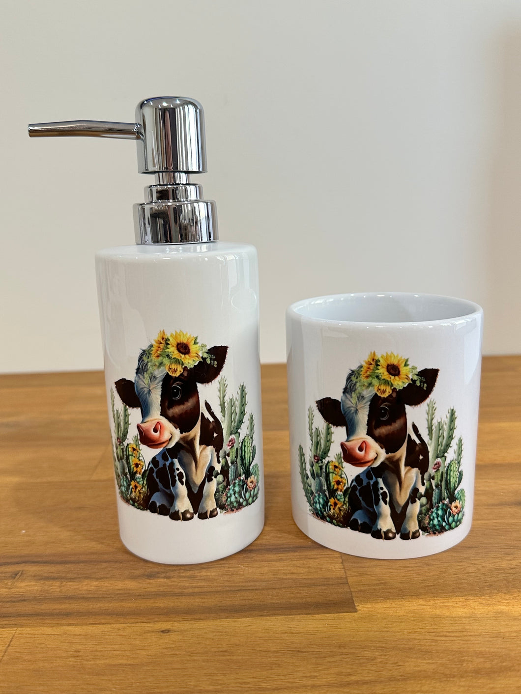 Soap Dispenser & Toothbrush Holder - Cactus Cow