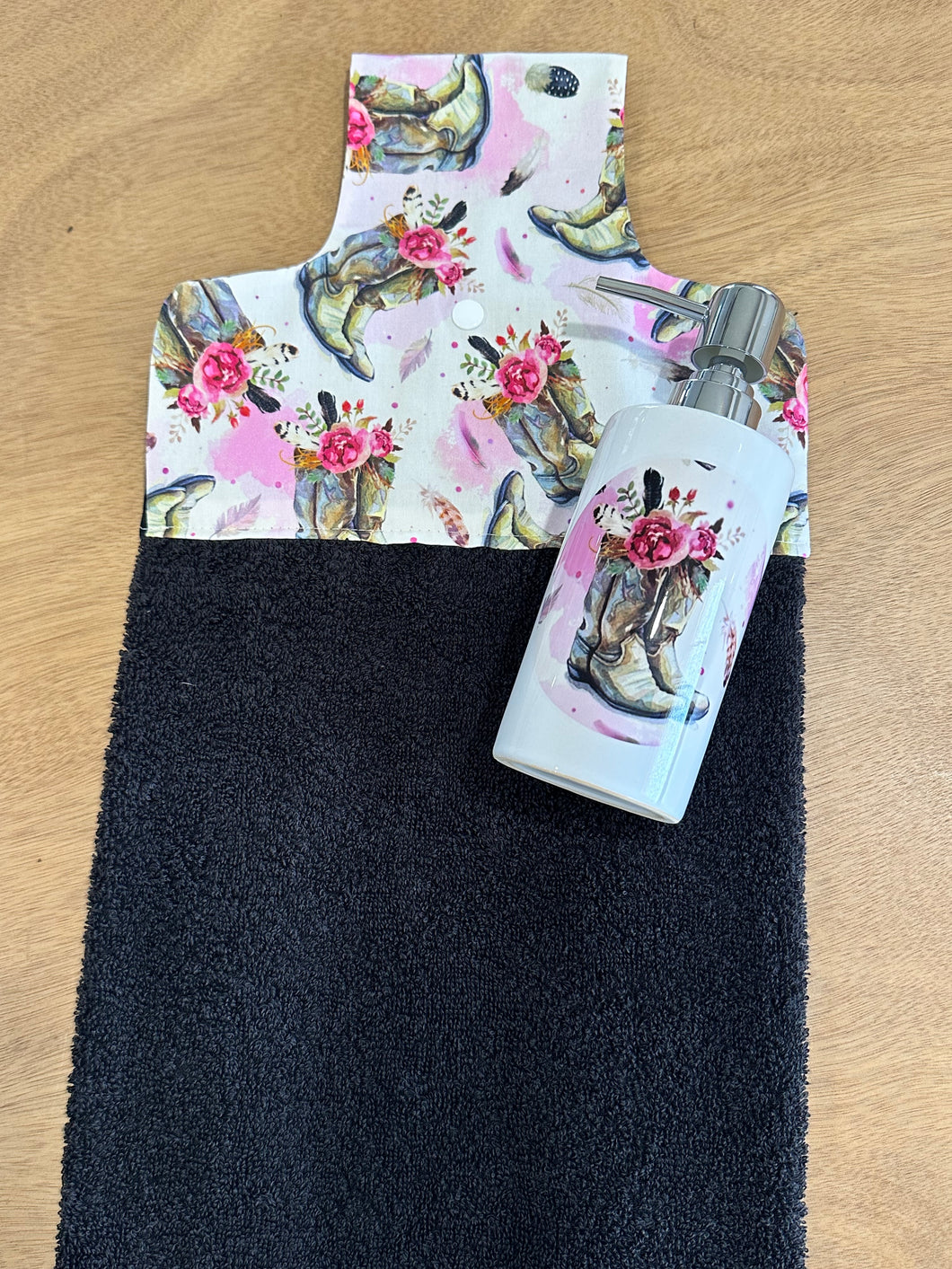 Hanging Hand Towel & Soap Set - Pink Boots - Limited Edition