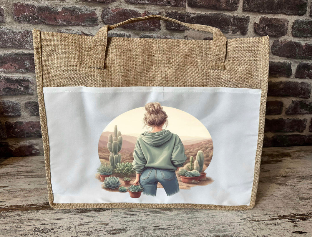 Large Canvas Tote Bag - Cactus Girl