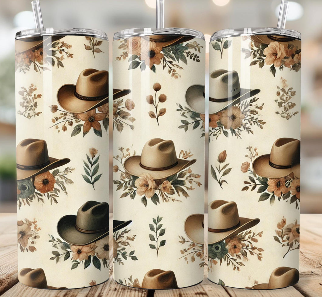 20oz Tumbler - Watercolour Hats