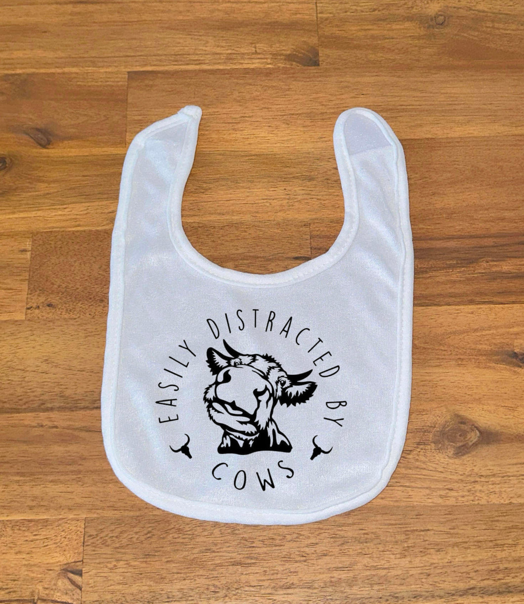 Printed Bib - Easily Distracted By Cows