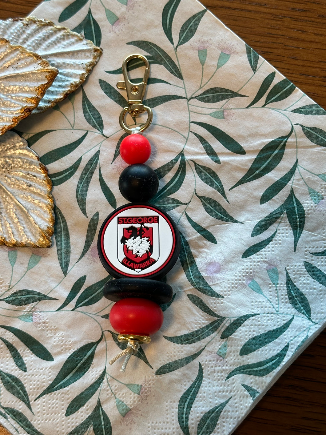 Beaded Keyring - NRL Dragons