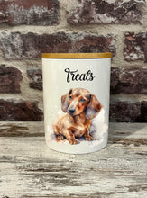 Load image into Gallery viewer, Dog Treat Canister - Watercolour Dachshund
