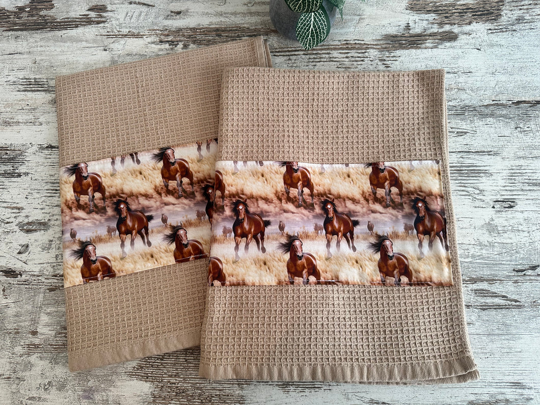 Tea Towel Set - Brown Horses