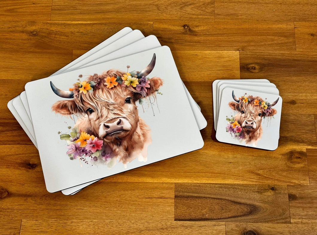 Placemat & Coaster Set - Floral Crown Highland