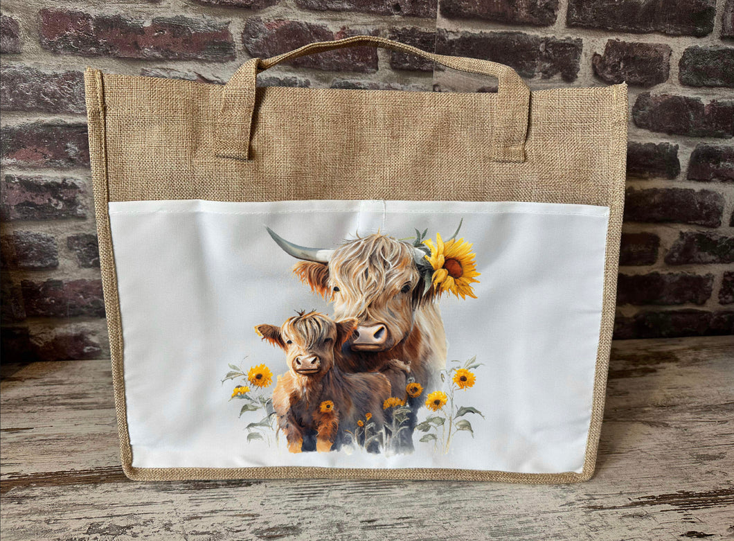 Large Canvas Tote Bag - Sunflower Mum & Calf