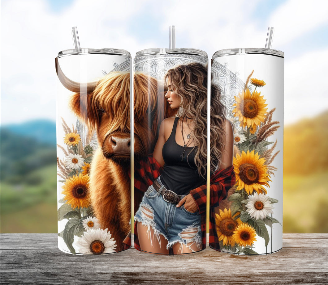 Mandala Sunflower Highland Tumbler