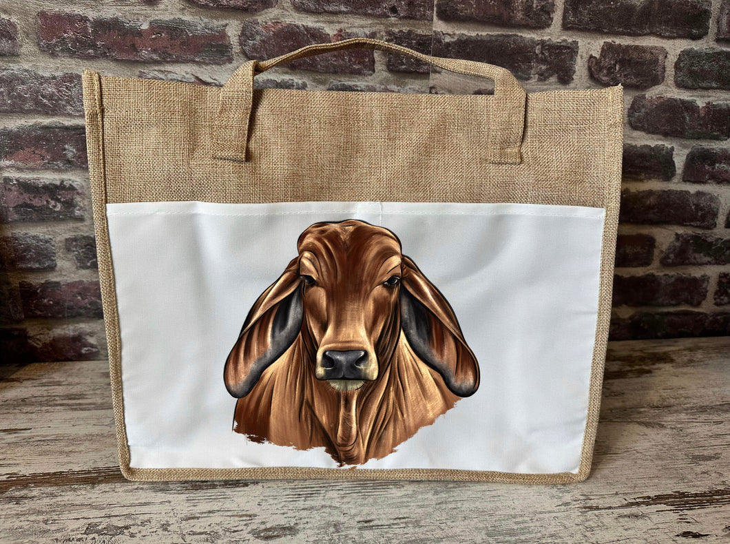 Large Canvas Tote Bag - Brahman Head