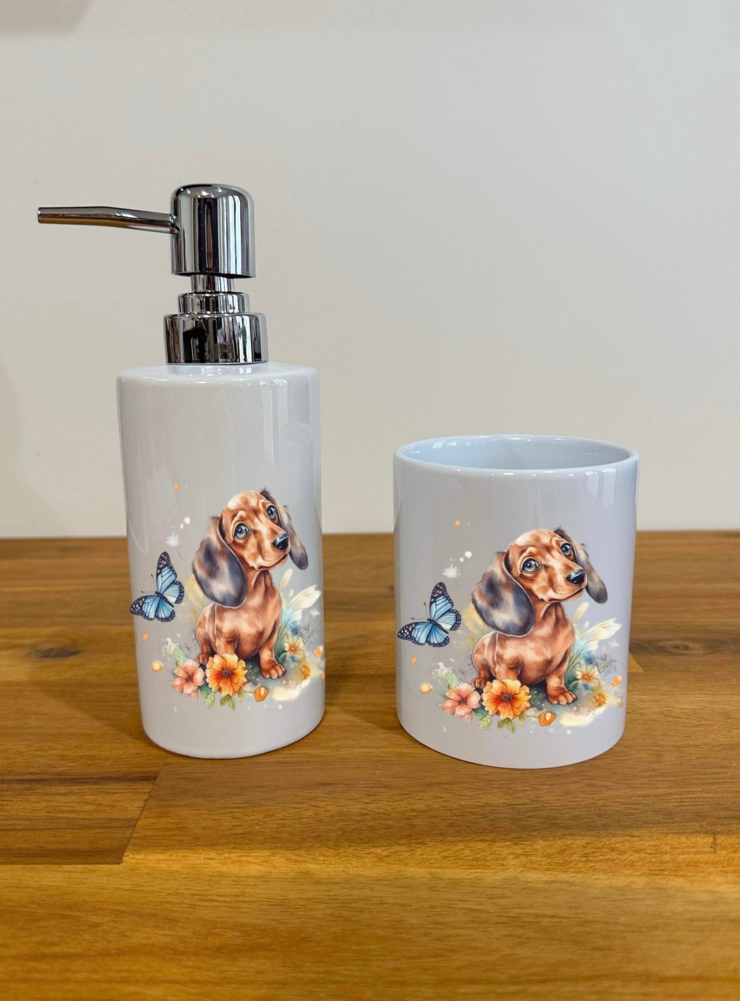 Soap Dispenser & Toothbrush Holder - Dachshund