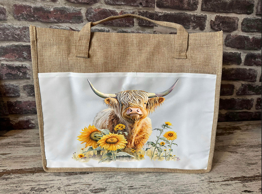 Large Canvas Tote Bag - Sunflower Highland