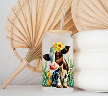 Load image into Gallery viewer, Glass Coffee Cup - Cactus Cow
